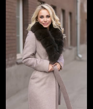 Пальто кашемировое с мехом песца Alysson